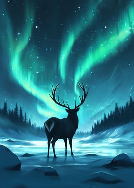 majestic deer aurora