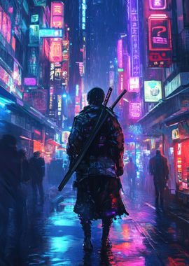 Cyberpunk Neon Samurai