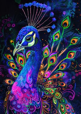 Neon Peacock Portrait