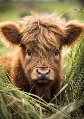 cute baby scottish  cow