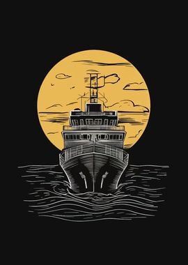 Ship Under the Full Moon