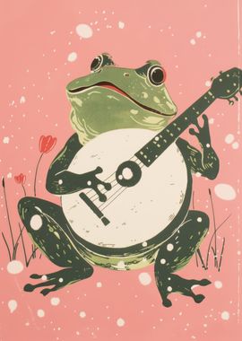 Cute Frog Playing a Banjo