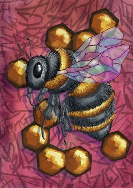 Bee and honeycomb