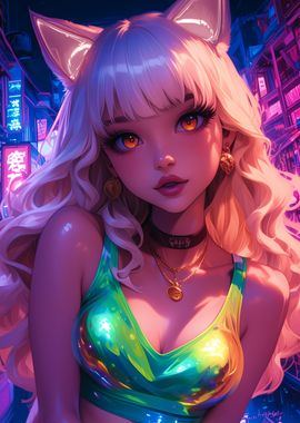 Cute Anime Girl Neon