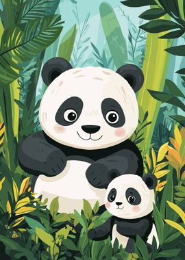 Cute Panda Family