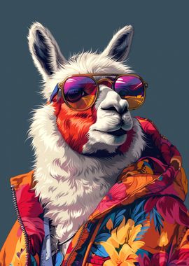 Llama in hippie jacket