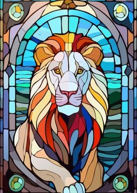 Lion in Stained Glass