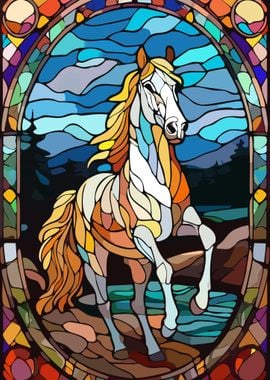 Horse in Stained Glass