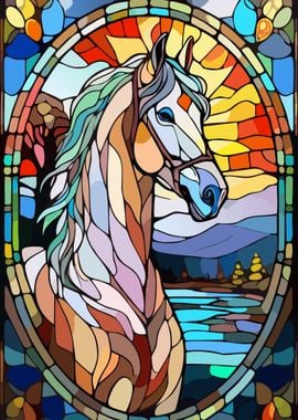 Horse in Stained Glass