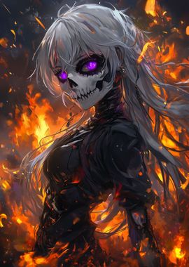 Death skull anime girl