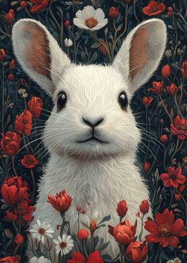 Floral White Bunny