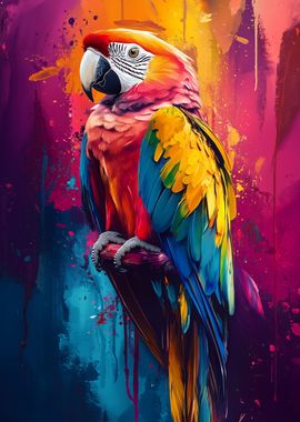 floral parrot painting