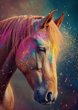 Horse With Colorful Powder