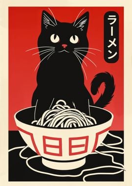 Ramen Lover Black Cat