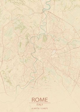 Rome Italy Vintage Map