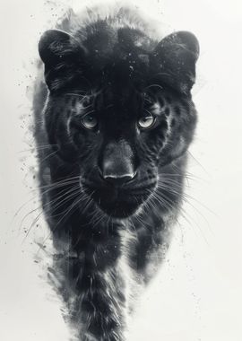 Black leopard portrait