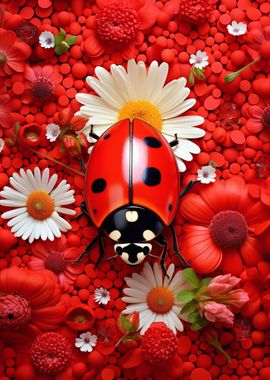 Ladybug Flower Art