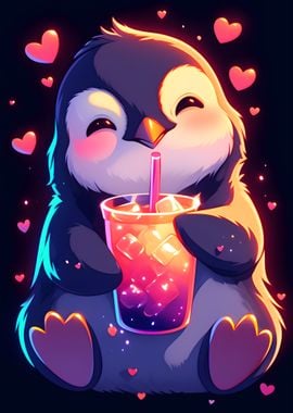 Cute Penguin with Drink