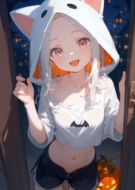 Anime Girl in Cat Hoodie