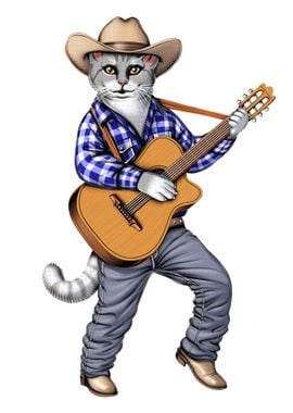 Cat Country Guitar Player