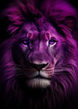 Purple Lion Portrait