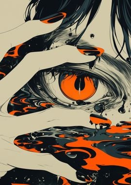 Orange Eye Abstract Art