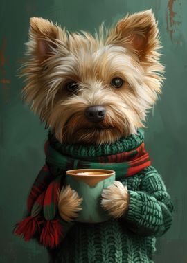 Terrier and cup of coffee