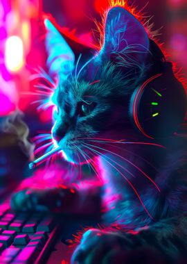 Gamer Cat Smoking