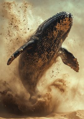 Whale Leaping from Sand