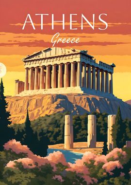 Athens Greece travel poster