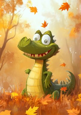 Smiling Crocodile in Autumn