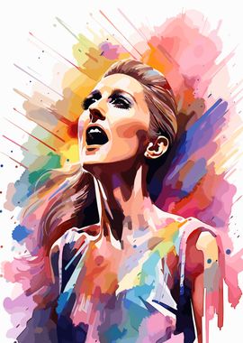 Celine Dion Watercolor Art