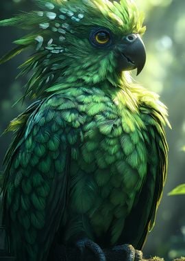 Green Parrot Portrait