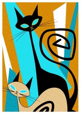 geometric cats poster