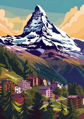 Zermatt travel poster