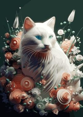 White Cat 3D Illustration