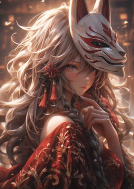 Kitsune Mask Anime Girl