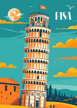 Leaning Tower of Pisa Illustration