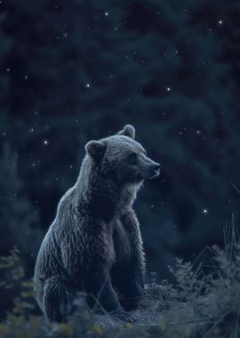 Bear Under Night Sky