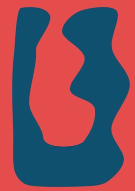 Bold Abstract Organic Shapes in Red and Navy | Minimalist Modern Art