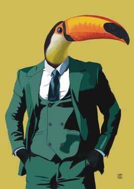 Toucan in a suit