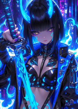 Cyberpunk Anime Girl with 