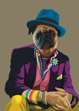 Flamboyant Pug in a suit