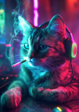 Cyberpunk Kitten Gaming