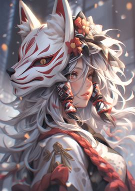 Kitsune Mask Anime Girl