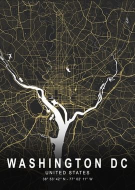 Washington DC Silver Map