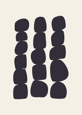 Minimalist Abstract Stones | Black Geometric Shapes Modern Wall Art