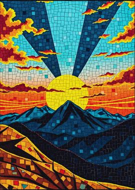 Mosaic Sunset Mountain