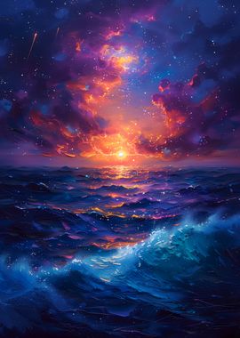 Starry Sunset Sea