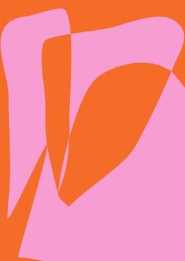 Abstract Broken Heart Minimalist Orange and Pink Wall Art